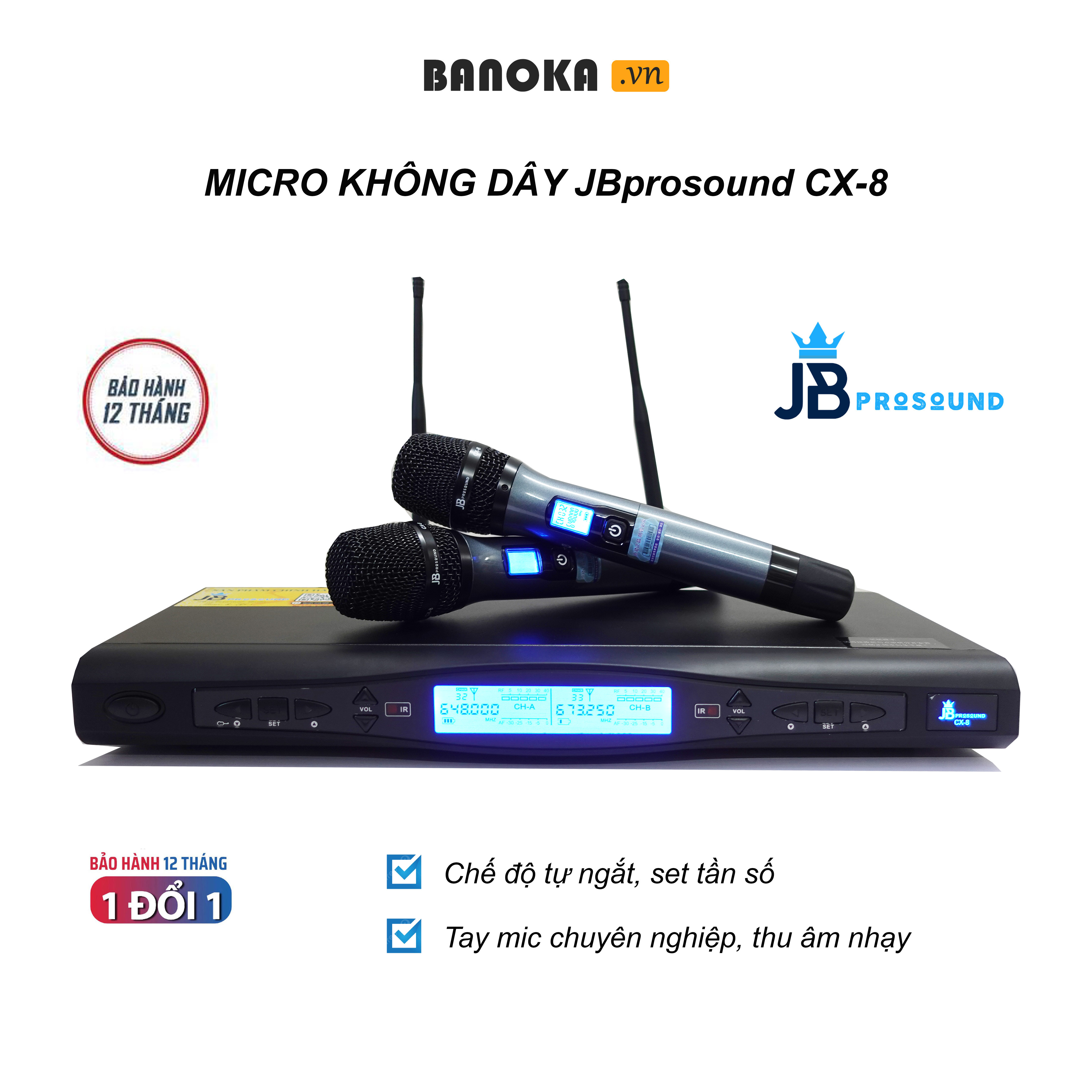 Micro Không Dây Karaoke Chuyên Nghiệp JBprosound CX-8